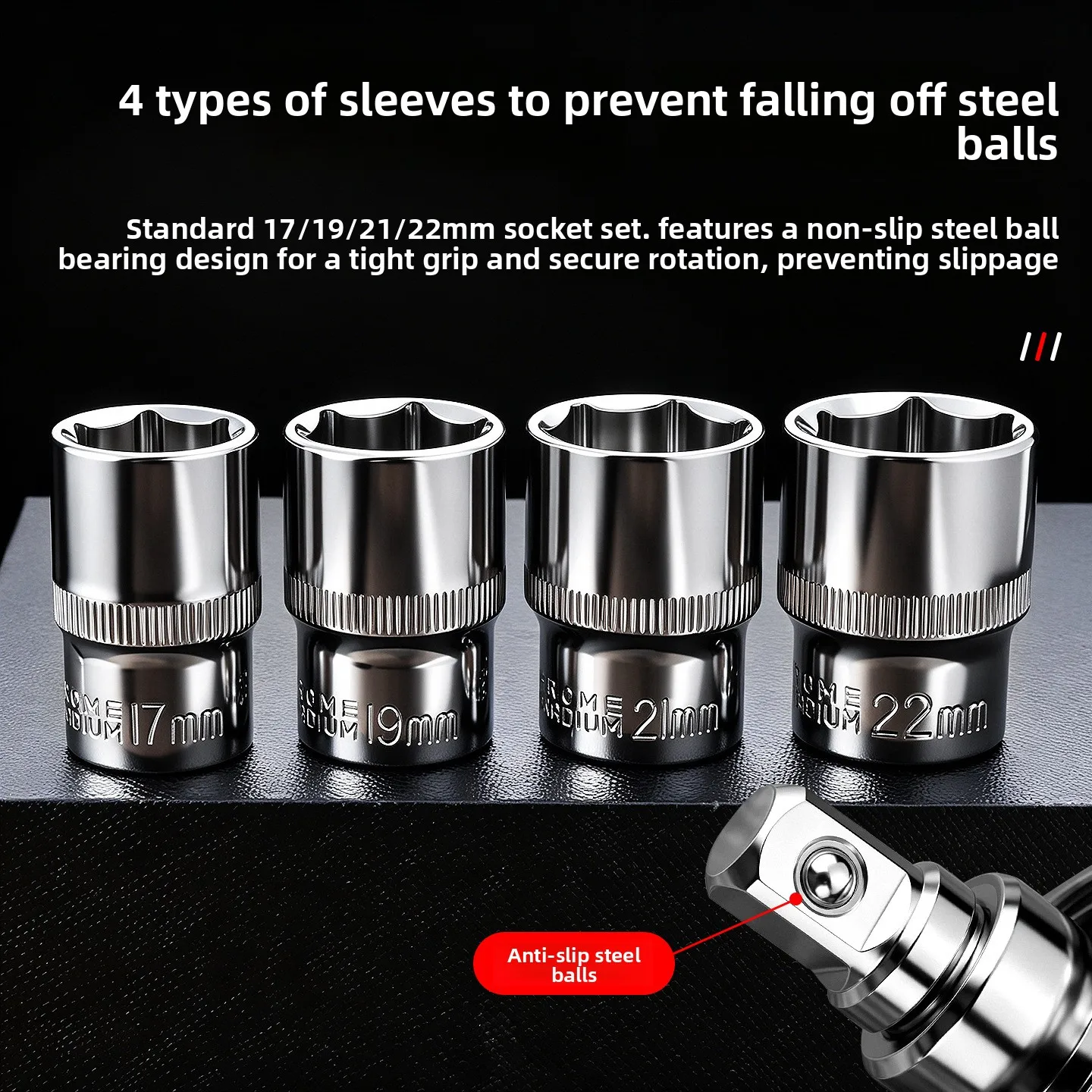 Heavy-Duty Lug Wrench for Car Tire Removal, Industrial Grade Anti-Slip Reinforced Wheel Lug Nut Wrench with 3 or 4 Sockets, C
