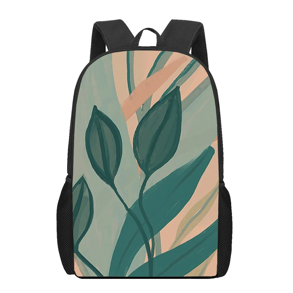 Retro Rainforest Leaves Print Backpack for Boys Girls Teenager Laptop Backpack Kids Book Bag Casual Shoulder Bag Travel Rucksack