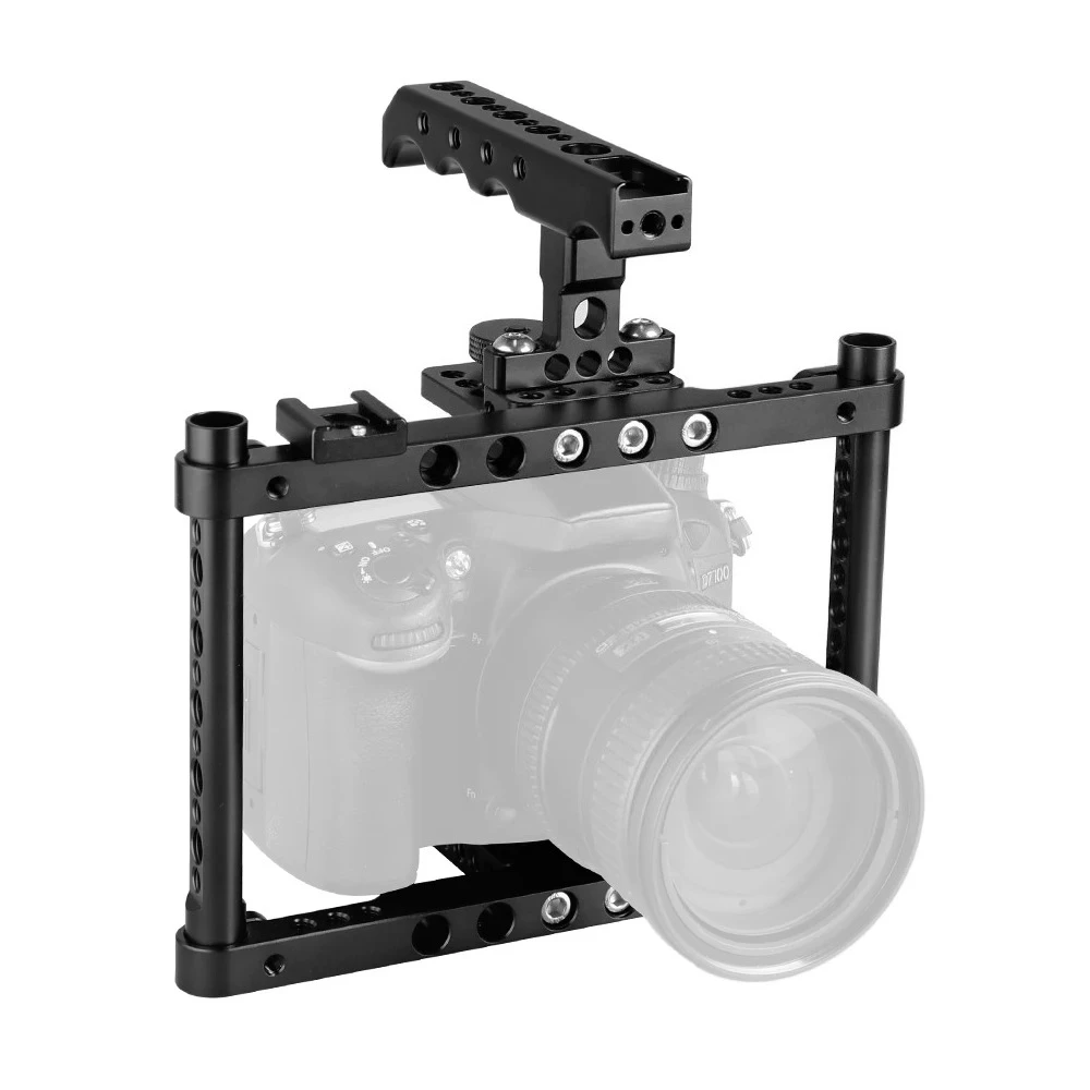Camera Cage Rig Full Frame With Top Cheese Handle Double Shoe Mount for Canon 70D 80D D3200 GH5/GH4