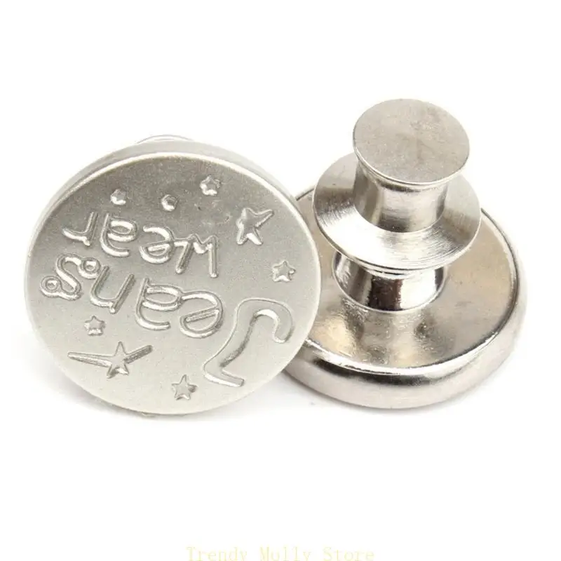 N5KB kim loại không có nút may cho túi áo khoác lô quần jean điều chỉnh kích thước vòng eo bạc ngay lập tức hoặc giảm bất kỳ