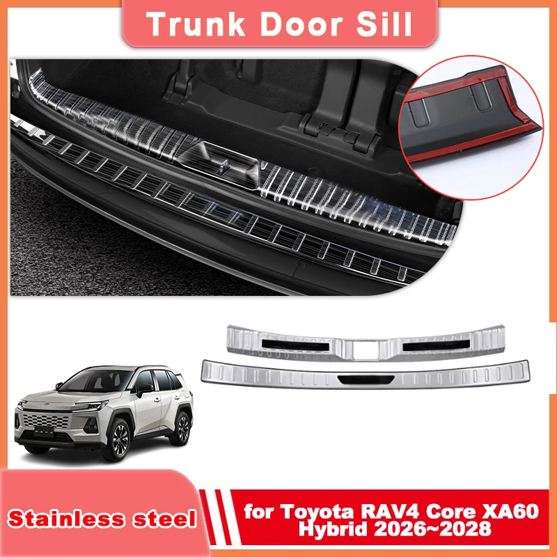 

Накладка на порог багажника для Toyota RAV4 Core XA60 Hybrid 2026~2028 2027, защитная накладка из нержавеющей стали, аксессуары