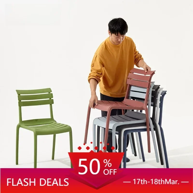 Thickened Plastic Backrest Chair for Home , Stackable Outdoor Stool for Patio, Leisure Seat for Garden Patio Restaurant