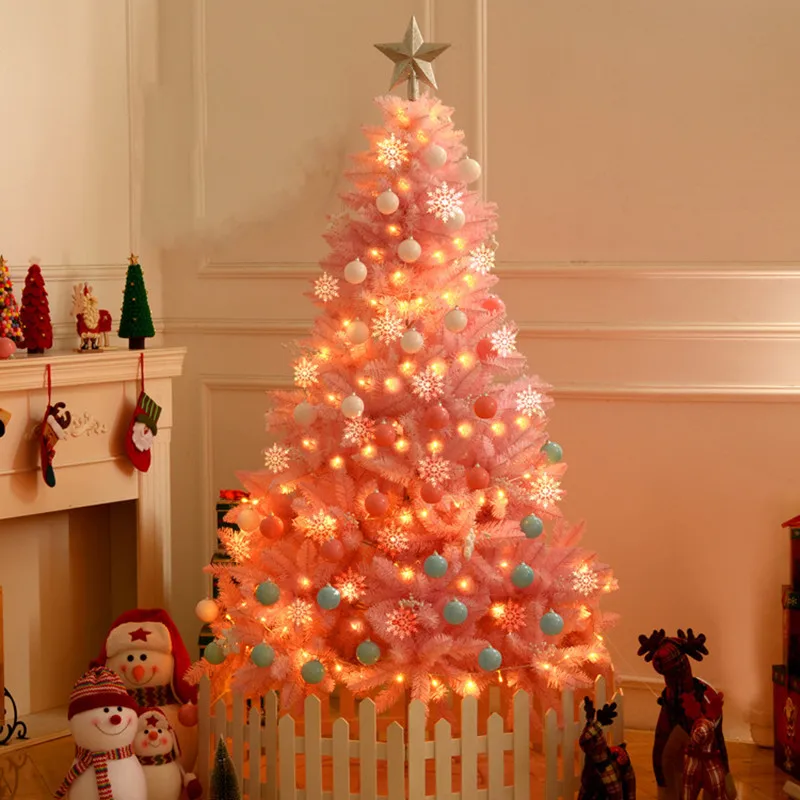 120/150/180/210cm Pink White Artificial Christmas Tree Luxury Decoration Set New Year Home Office Shopping Mall Hotel Accessorie