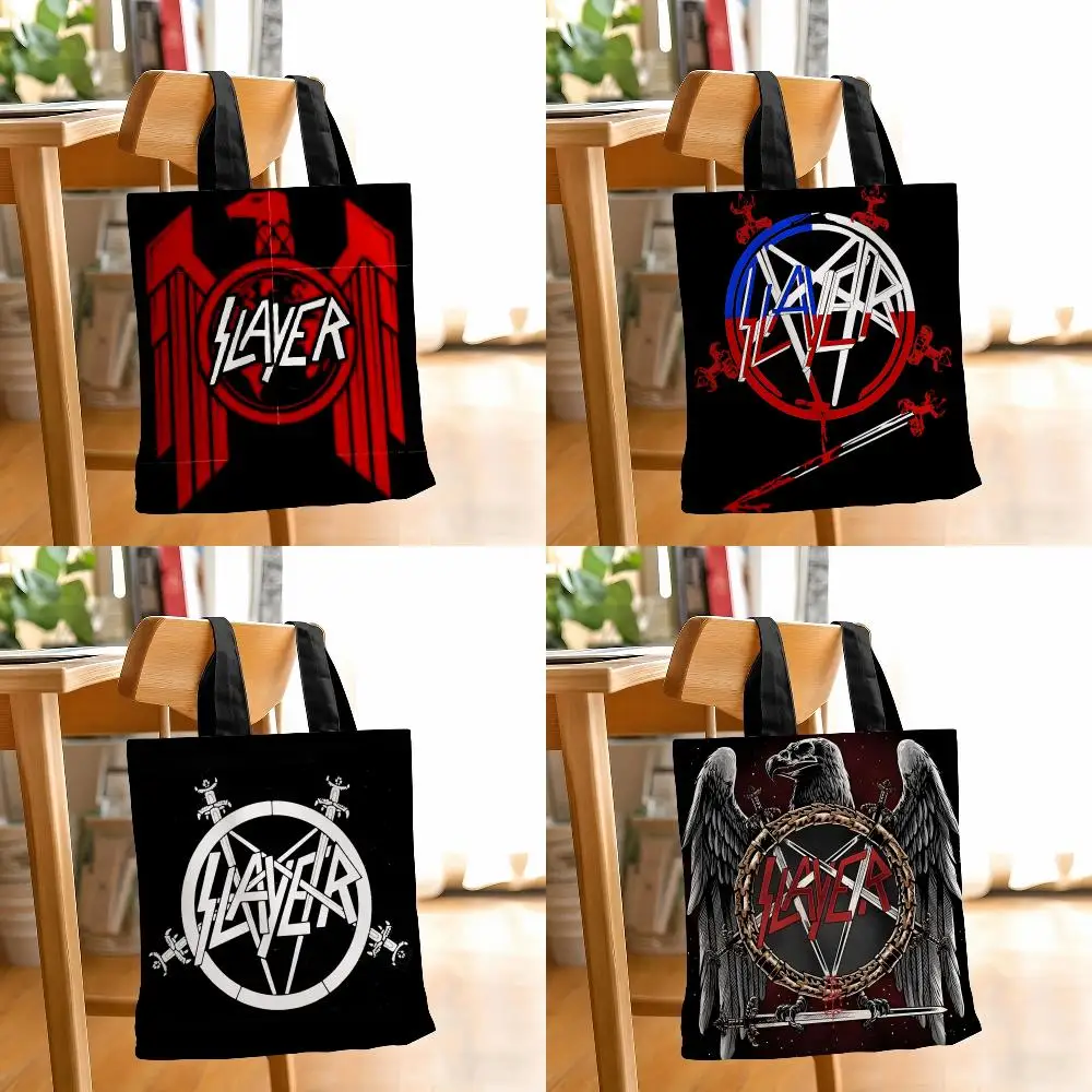 Thrash metal Rock S-Slayer Band Storage Bags Beverage shopping bag grocery store storage bag for travel shopping storage