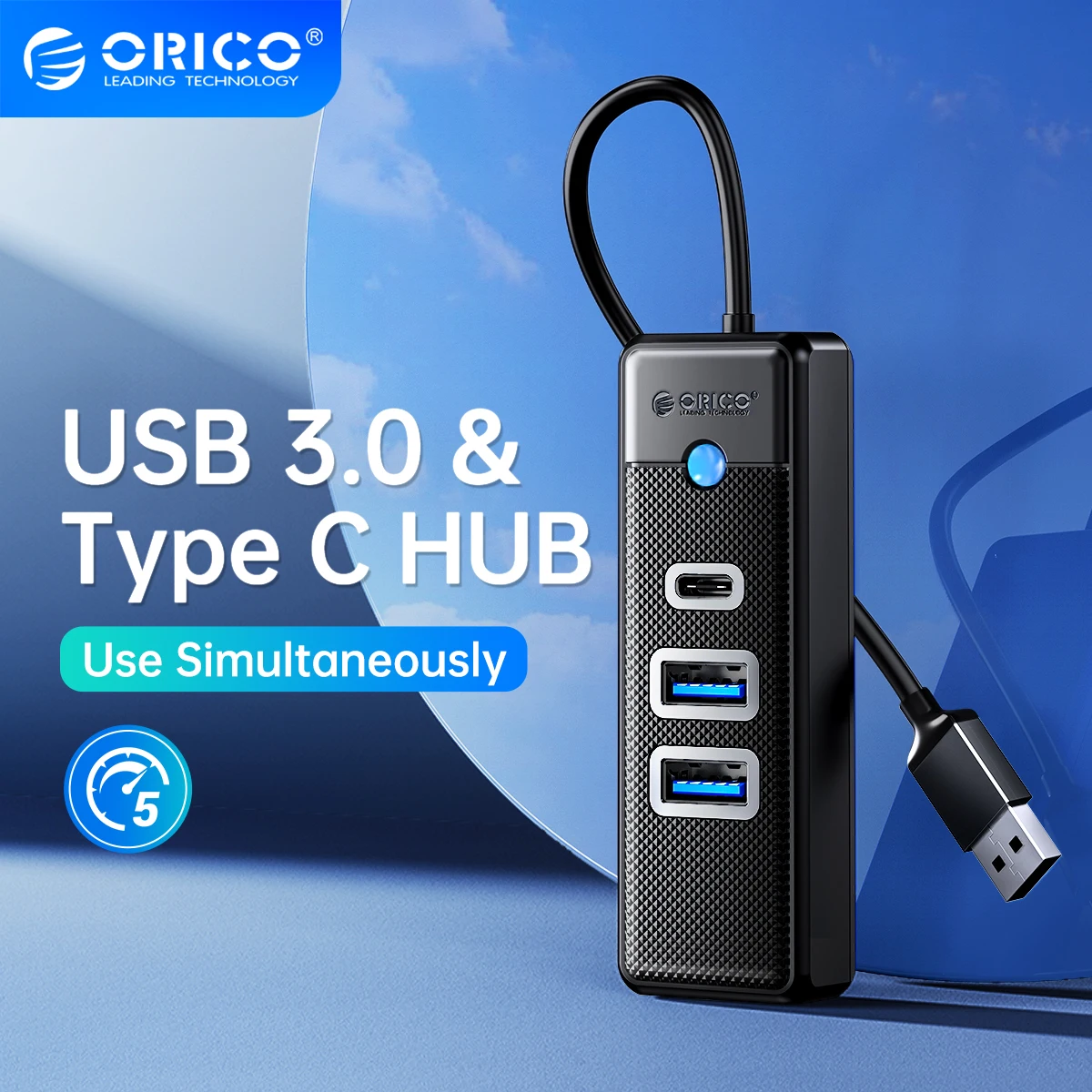 Desk Setup Hub - ORICO 3 w 1 5Gbps USB