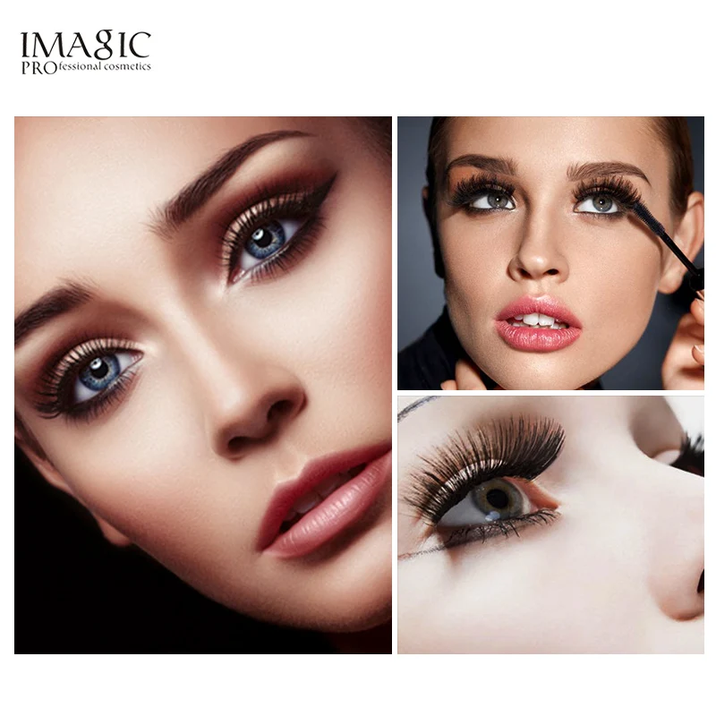 IMAGIC 4D ผ้าไหมมาสคาร่ากันน้ำ Extended หนายาวขนตาหยิกสีดำ Curling Eyelash แปรงแต่งหน้า Professional