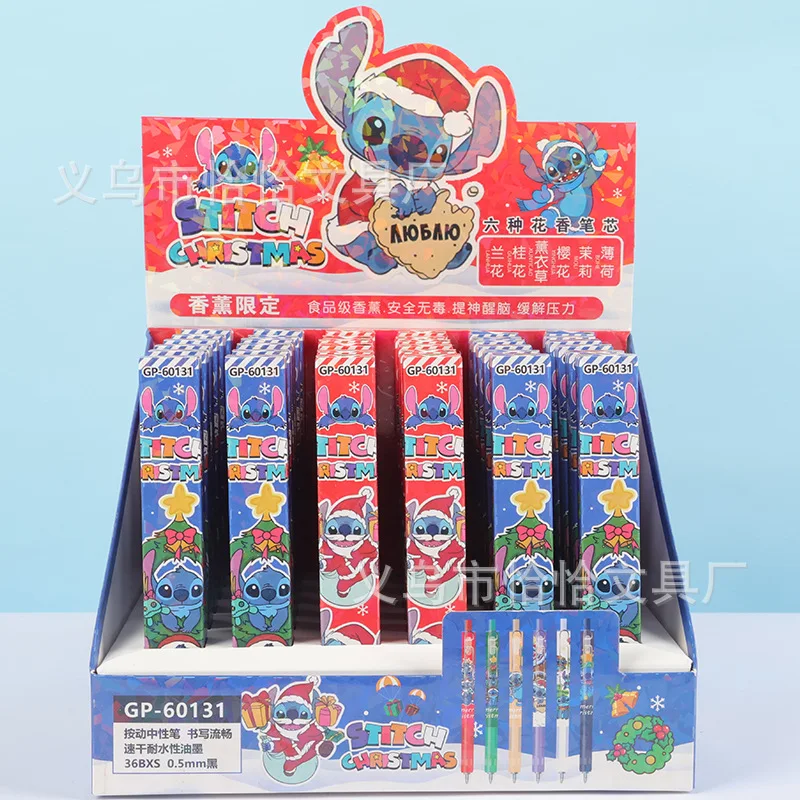 6/36 قطعة ديزني غرزة الصحافة هلام القلم 0.5 مللي متر طالب الكتابة القلم لطيف الكرتون الأسود مكتب قلم توقيع القرطاسية هدية #6