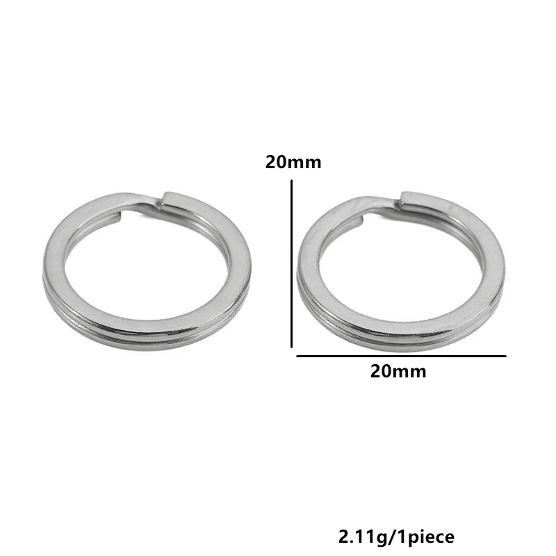 10pcs Stainless Steel Flat Split Keyring & Open Jump Rings for Keychains