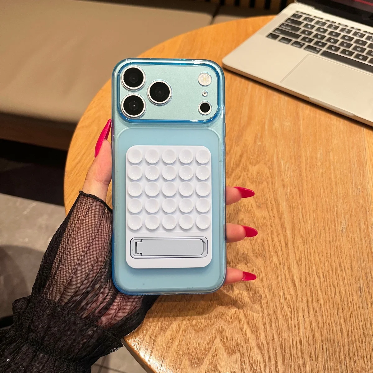 Silicone Suction Cup Fold Stand Clear Soft Case For iPhone 17 16 15 14 13 12 Pro Max Plus Sucker Bracket For Selfies And Videos - view 5