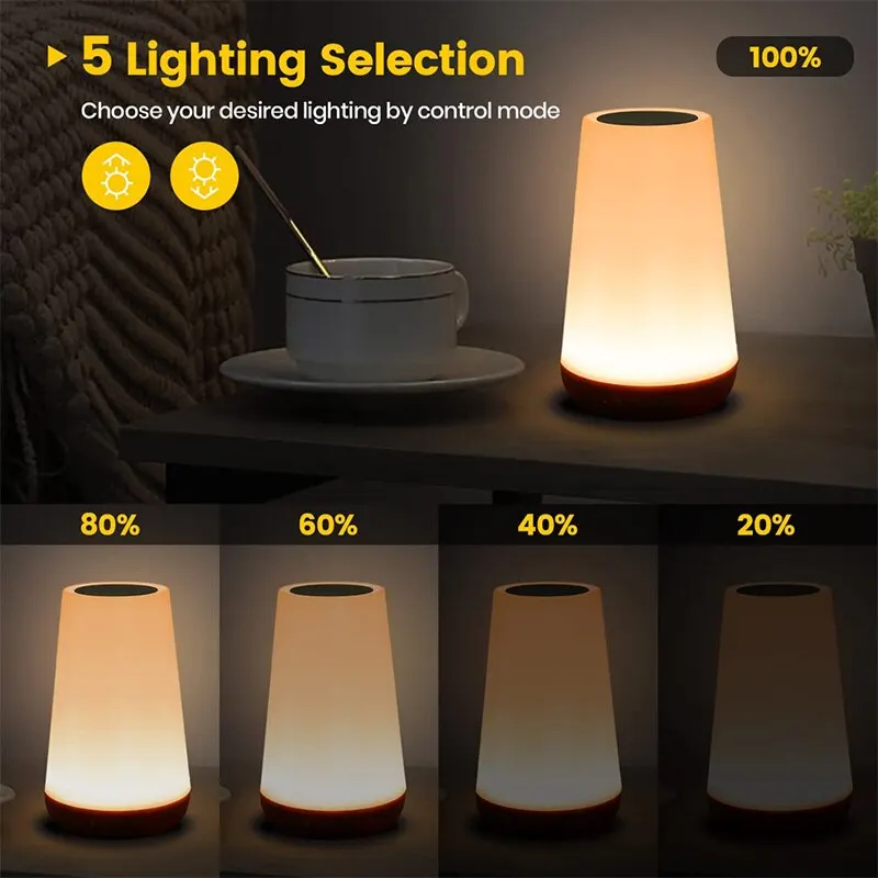 Xiaomi Bedside Lamp 13 Color Changing Night Light Remote Control USB Rechargeable RGB Dimmable Lamp Portable Table Bedside Lamp