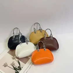Mini Small Bag Exquisite Bag Pendant Chain Shell Bag Keychain PU Leather Solid Color Bag DecorCreative DIY Women Bag Accessories