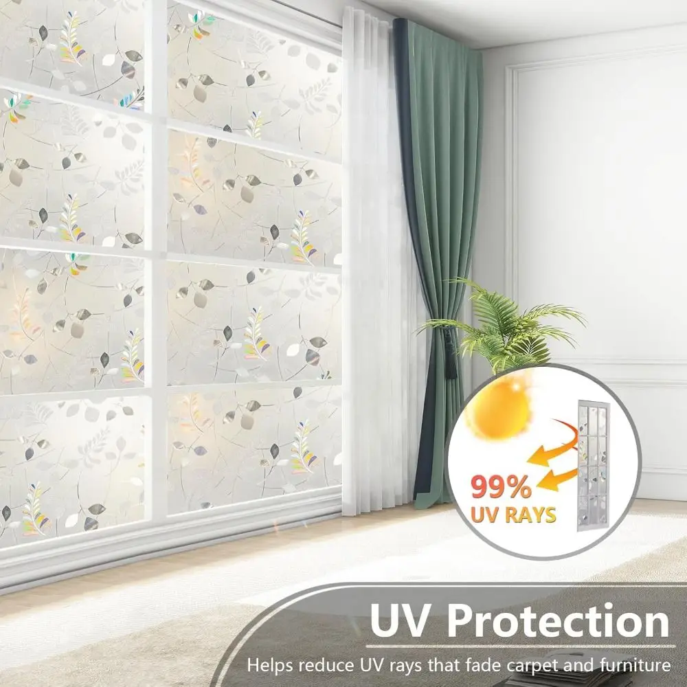 New Frosted Window Privacy Film Static Cling Removable Frosted Glass Stickers UV Blocking Window Stickers Glass Windows