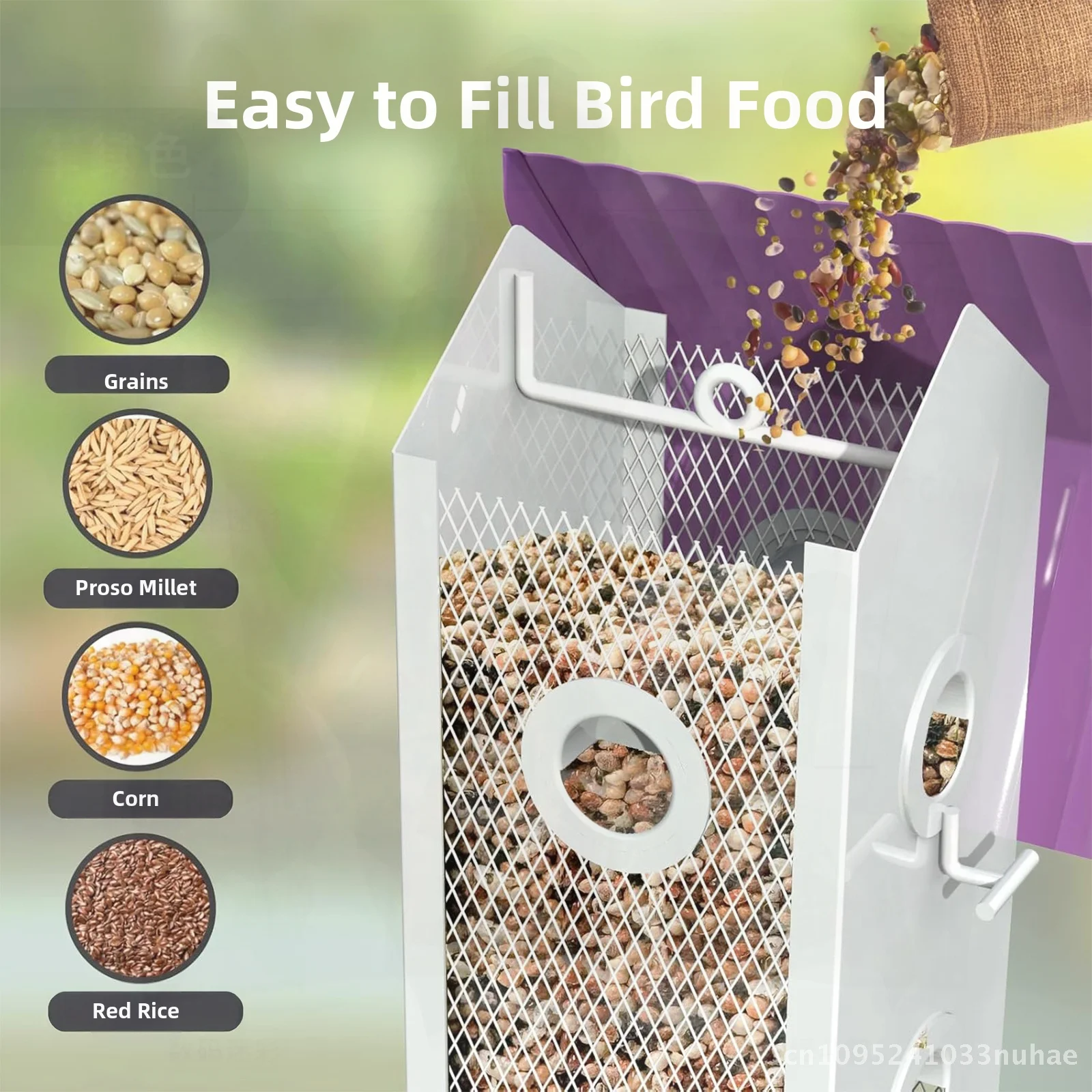 

Garden Bird Feeder Cross-Border Special Outdoor Multi-Mouth Iron Automatic Feeder Medium Size Metal Bird Feeder in