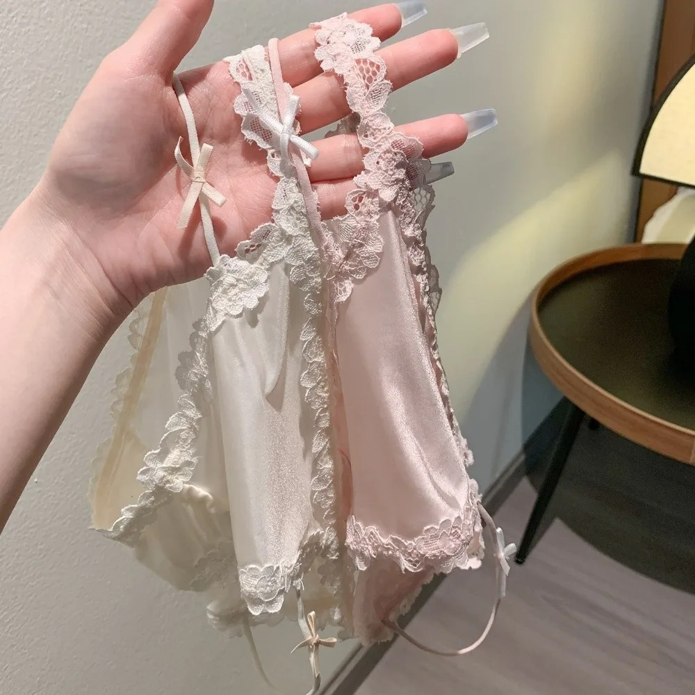 Comfortable Sweet Lace Briefs Low Waist Hollow Underwear for Women Thin Mesh Lace Panties Girl