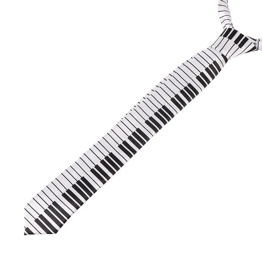 Polyester Classic for Men Fashion Skinny Tie Music Tie Black & White Piano Keyboard Necktie