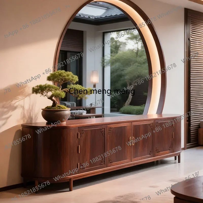 

Solid Wood Storage Sideboard High-End Custom Black Walnut Living Room Furniture Dining Room Wall-Mounted Storage Sideboard