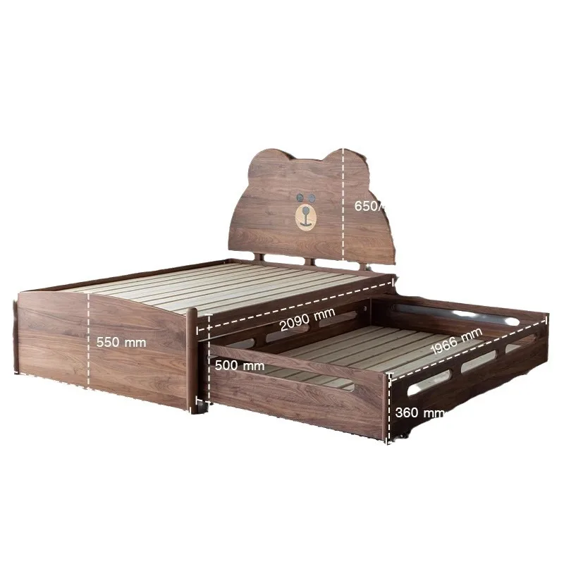 

North American black walnut mother and child bed, double pull-out bed