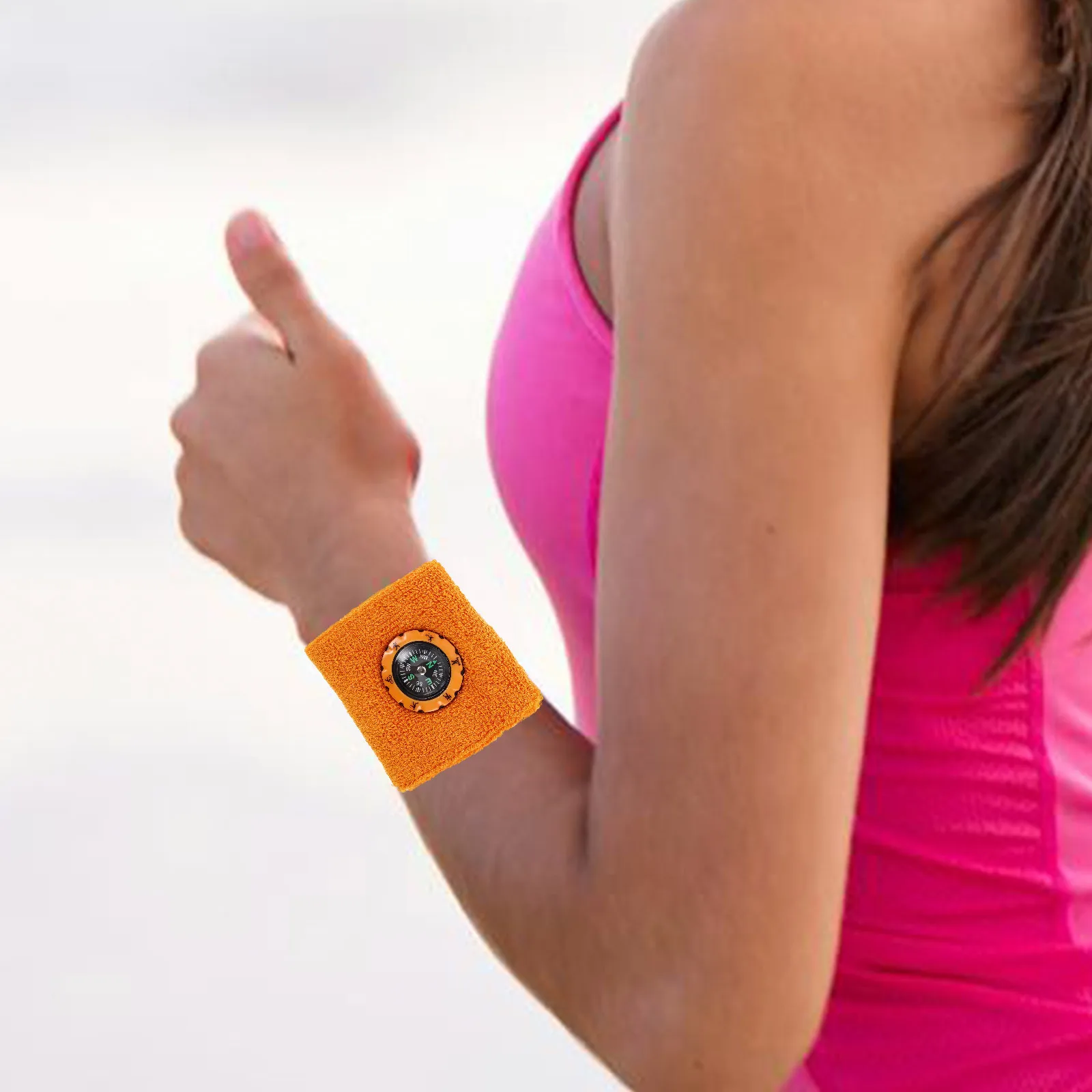 1 szt. Regulowana opaska na nadgarstek z kompasem, sportowa, odprowadzająca pot, do wędrówek, biegania, tenisa, koszykówki, na siłownię, wsparcie nadgarstka