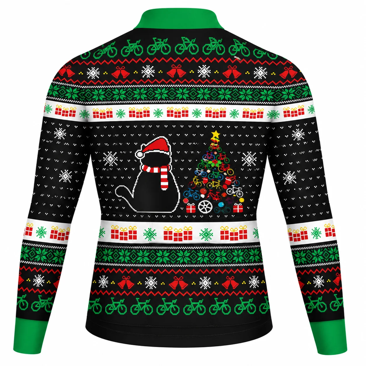 Christmas Long Sleeve Cycling Jersey Men 3 Pocket Winter Fleece And Thin Cycling Clothing