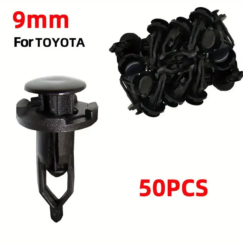 50pcs 9mm Auto Fastener Clips Car Bumper Rear Cover Push-Type Retainer Pin Rivet Plastic Fixed Clip Fasteners Car Accessories Fo