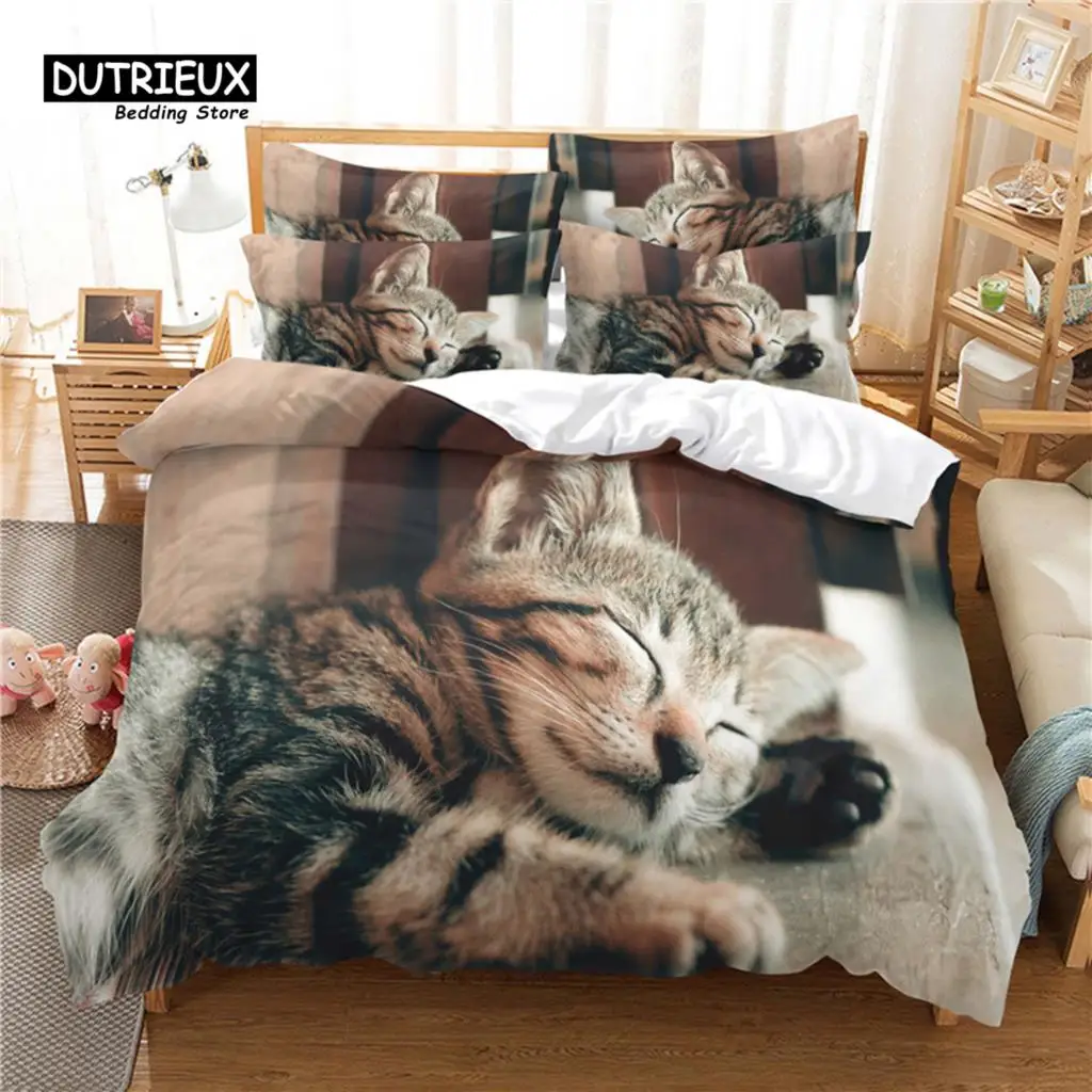 

Lovely Cat Bedding Set Duvet Cover Set Soft Comfortable Breathable Duvet Cover For Bedroom Guest Room Decor