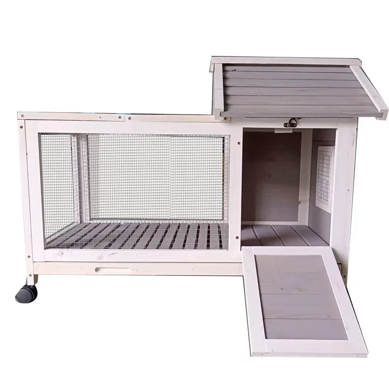 Wooden Pet Cages Chicken Coop Outdoor Large Run Animal Cage Small Pet Nesting House Rabbit Hutch Wooden Chicken Coop with Wheel