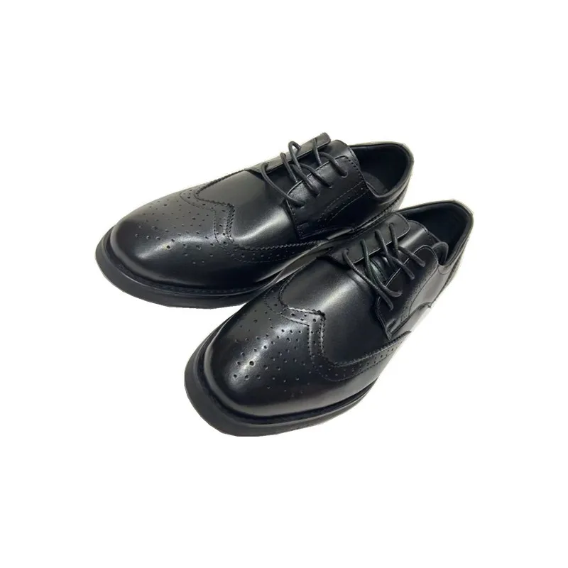 YIGER Men's Oxford Shoes Men's Black Brogue shoes New Genuine Leather Business shoes Top layer Cowhide Japanese and Korean Style