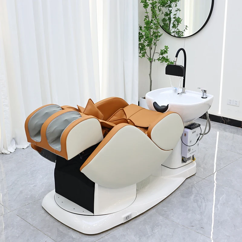 Luxurious Full Body Massage Washing Chair Bed Modern Multifunction Head Therapy Shampoo Chair with Water Circulation