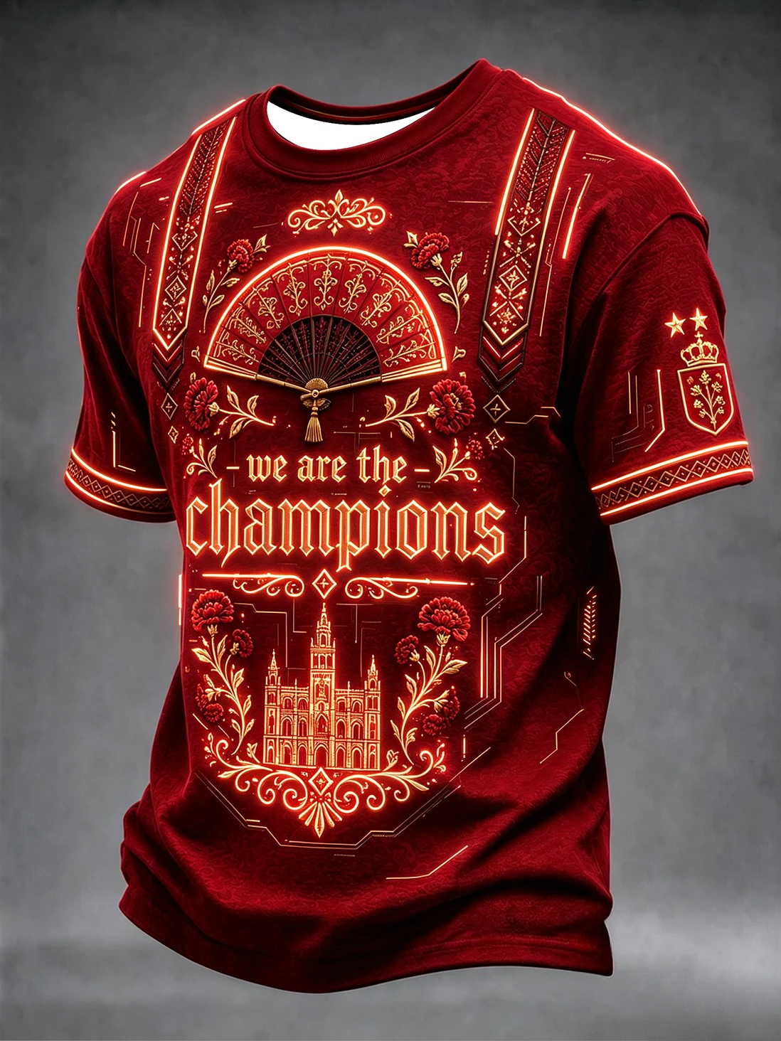 2026 New Style Men's Summer Spanish Football Training Shirt with 3D Print, Breathable and Quick-Drying T-Shirt for Family Use