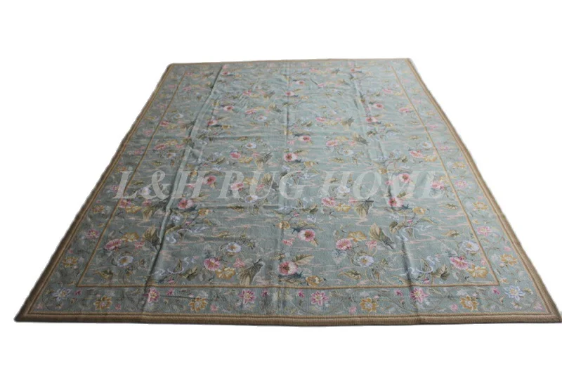 

Free shipping 9'X12' needlepoint rugs 100% New Zealand wool rugs rice stitched handmade rugs