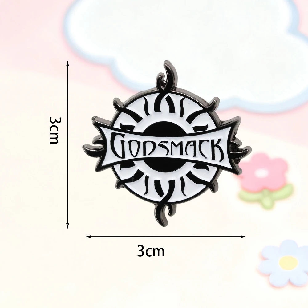 Godsmack Band-Brosche, Vintage-Rock-Stil, Emaille-Anstecker, schlichtes, schwarz-weiß gemustertes, rundes Abzeichen, für Fans, Sammlerstück, Accessoire, Geschenk. – Detail 2