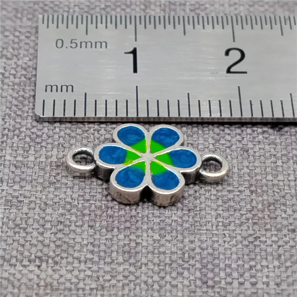 1 Piece of 925 Sterling Silver Daisy Flower Connector Charms Enameled 2-Sided for Bracelet Necklace