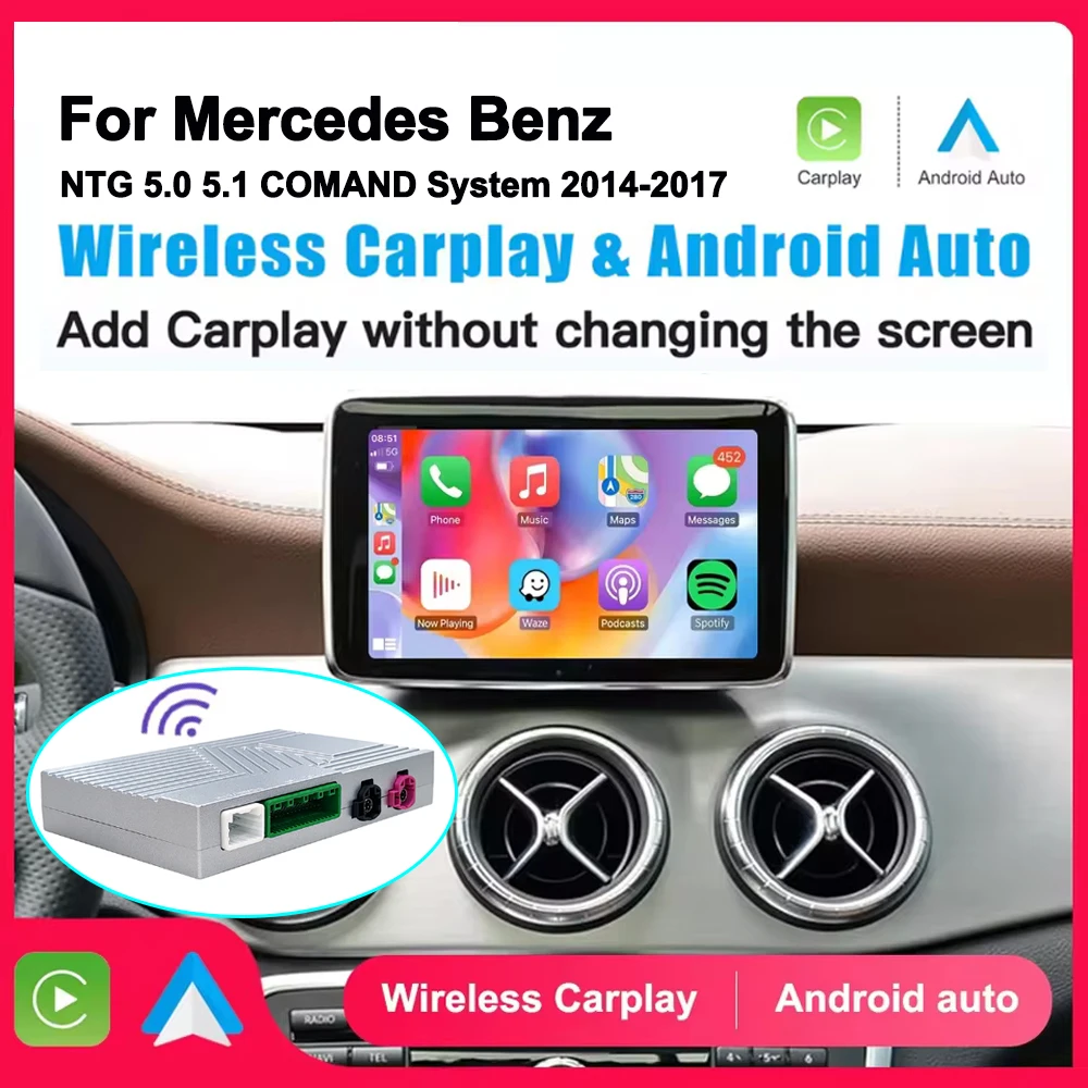 Wireless CarPlay Adapter Android Auto Module For Benz NTG 5.0 5.1 COMAND SystemC GLC W205 A CLA GLA B E GLE CLS With Bluetooth