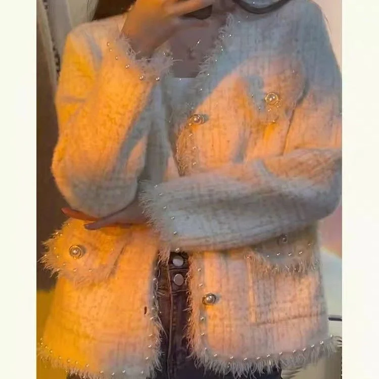 

Твидовый жакет темно-синий для девочек, женщин, осенний, унисекс, для пар, для него и для нее, подарок, для утра, вечера, ночи, для отдыха, для офиса