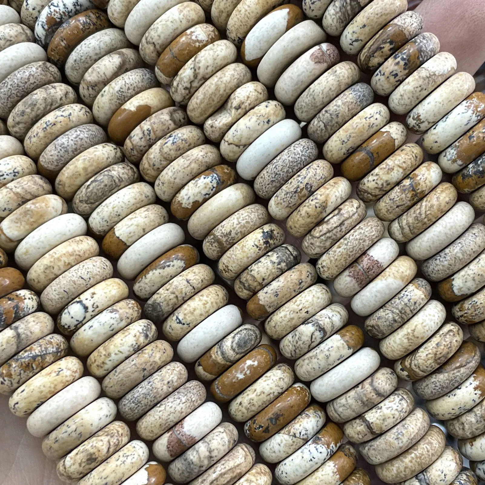 Naturstein-Rondelle, 7 Chakra-Quarz, Jaspis, Achate, Türkise, flache, runde Abstandsperlen für die Schmuckherstellung, DIY-Armband, Halskette – Detail 14