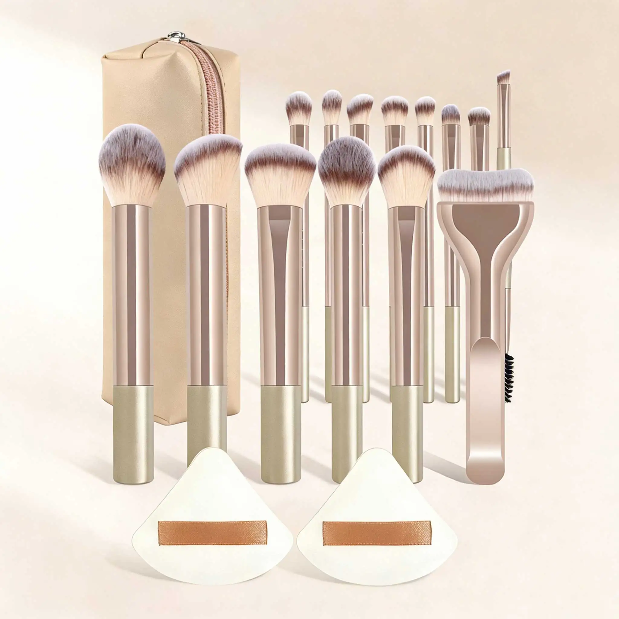 13pcs/17pcs Makeup Tools Including Makeup Brushes Set + 1pc Makeup Bag + 2pcs Air Puff Accessories,Foundation Brush Blush Brush