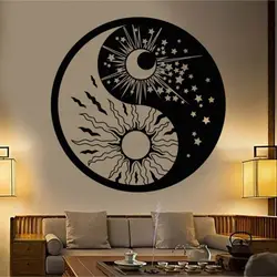 Religious Faith Yin Yang Tai Chi Sun Moon Wall Sticker India Religious Decoration Home Interior Bedroom Wall Art Decoration Fj14