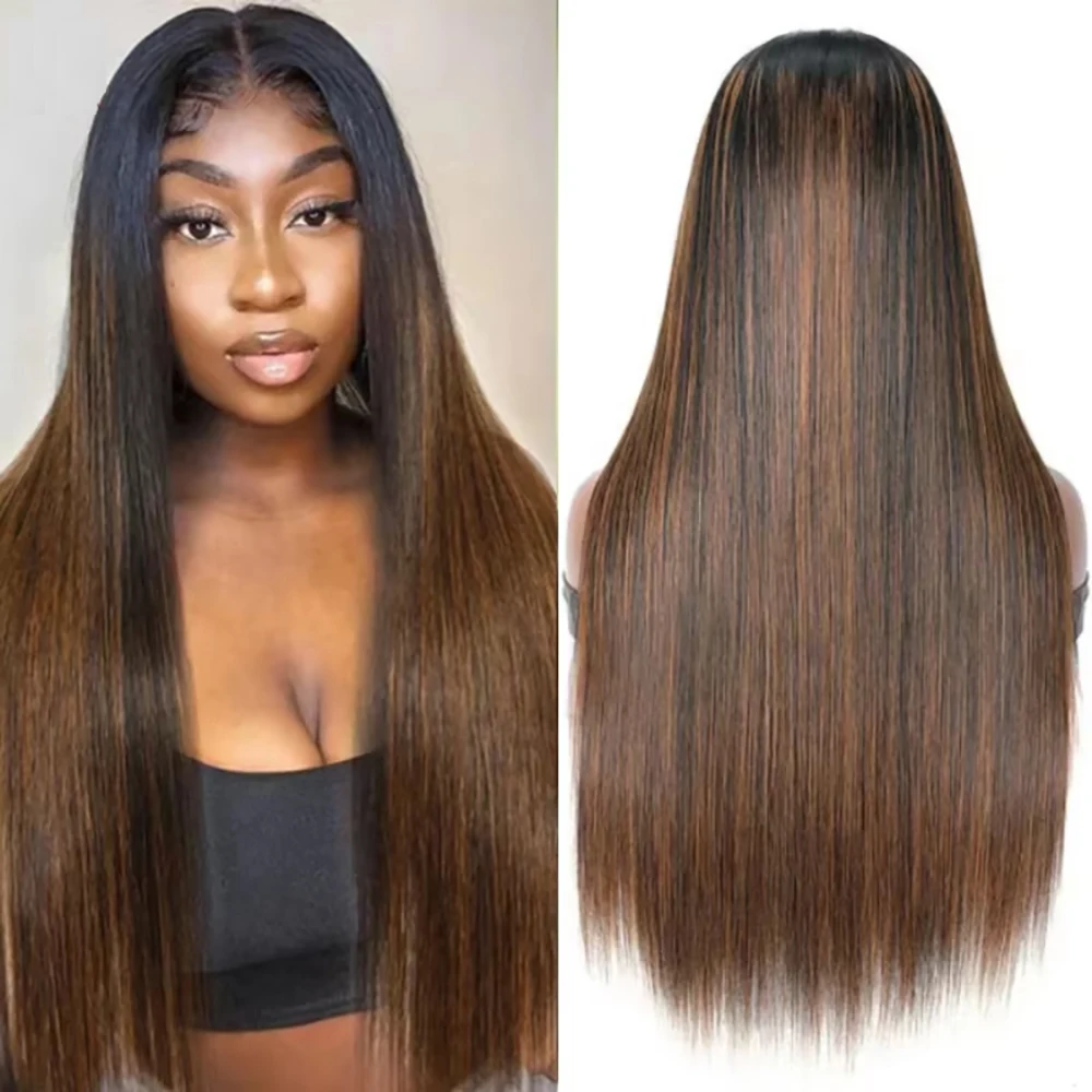 

FB 30 46 Inch 13x6 Full Frontal Lace Preplucked Colored Straight 13x4 Frontal Wig HD Transparent Lace Human Hair Wig 200 Density