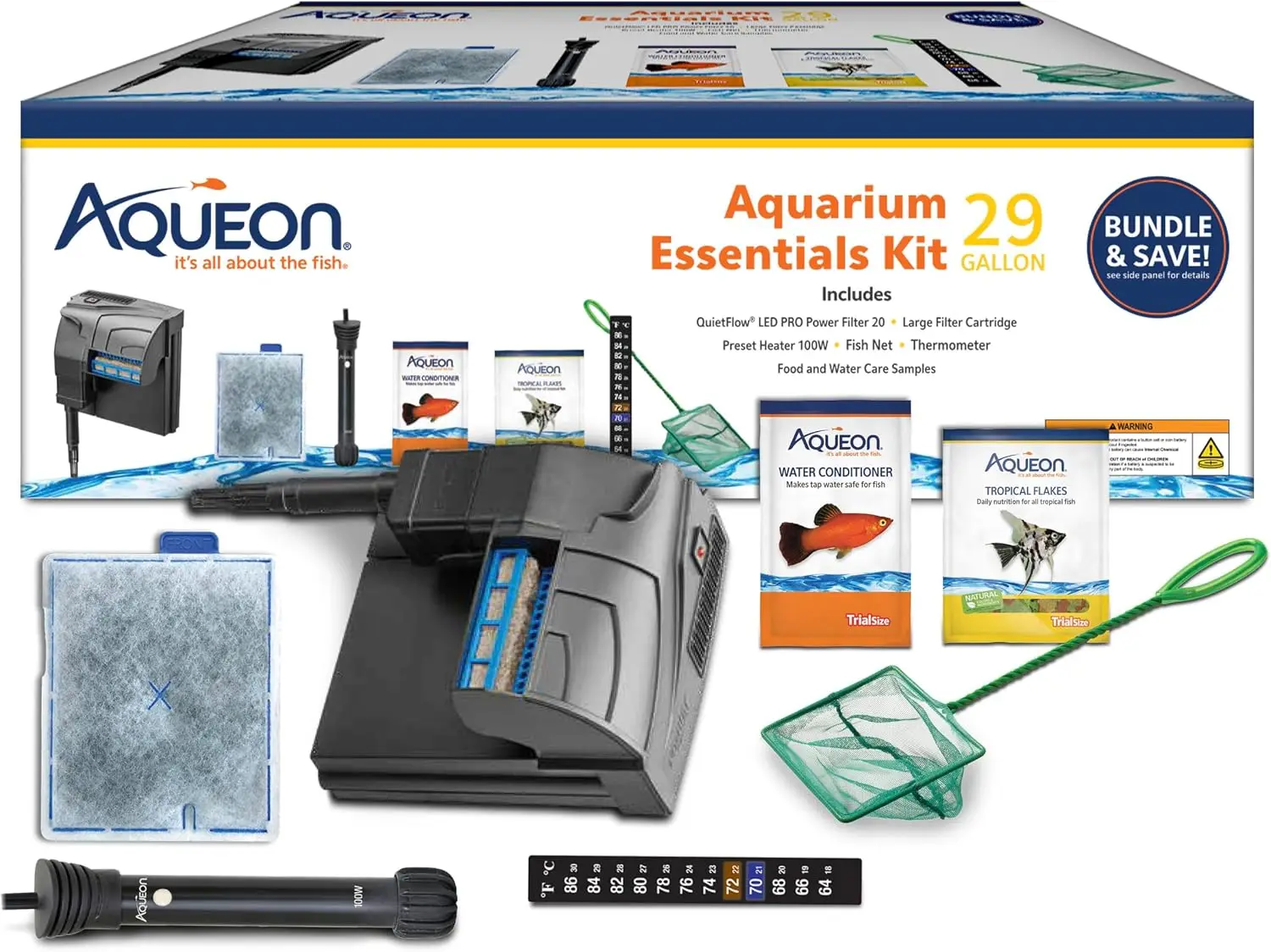 Fish Tank Aquarium Essentials Starter Kit for 29 Gallon Tanks