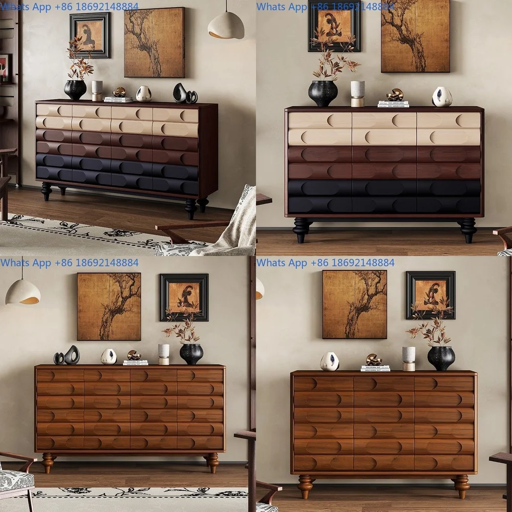 

Rustic Living Room Solid Wood Side Cabinet for Dining Hallway Storage