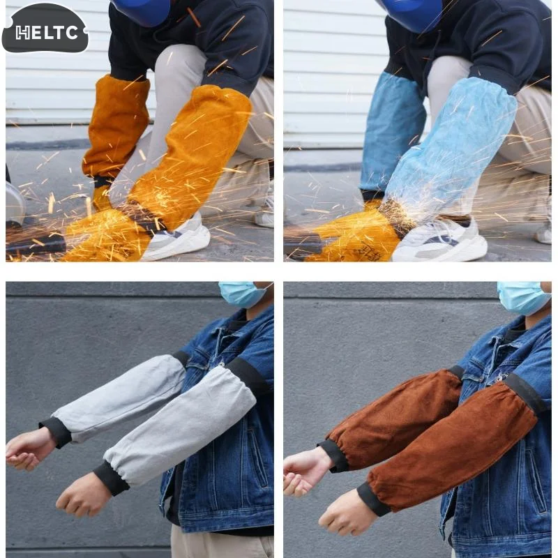 1 Pair Portable Welding Arm Guard PU Leather Welding Sleeves Heat Resistant Flame Retardant Arm Protection For Industrial Work
