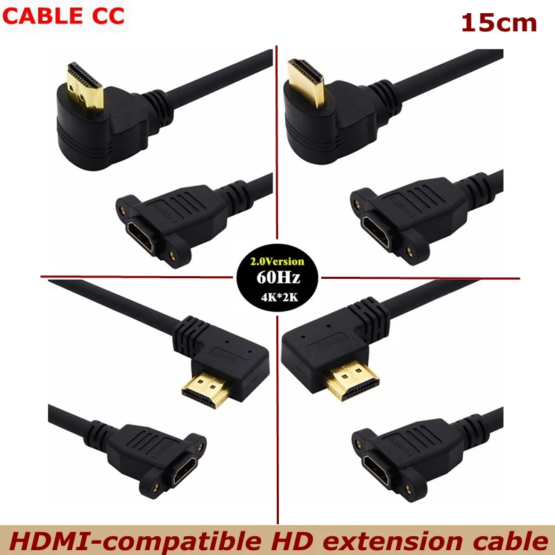 

4K*2K 60Hz HDMI-compatible With Screw Male to Female 90 Degree 2.0V Extension Cable, for HD TV LCD Laptop PS3 Projector