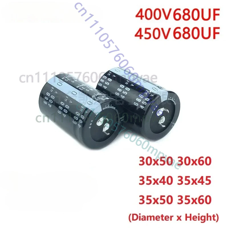 2 Peças Capacitor Nichicon 680uF 400V 680uF 450V 400v680uF 450V680uF 30x50/60 35x40/45/50/60 Snap-in para PSU