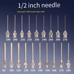 0.5 inch stainless steel needle 12 pieces/1 box 8G to 19G direct pin stainless steel needle tip gluing machine accessories