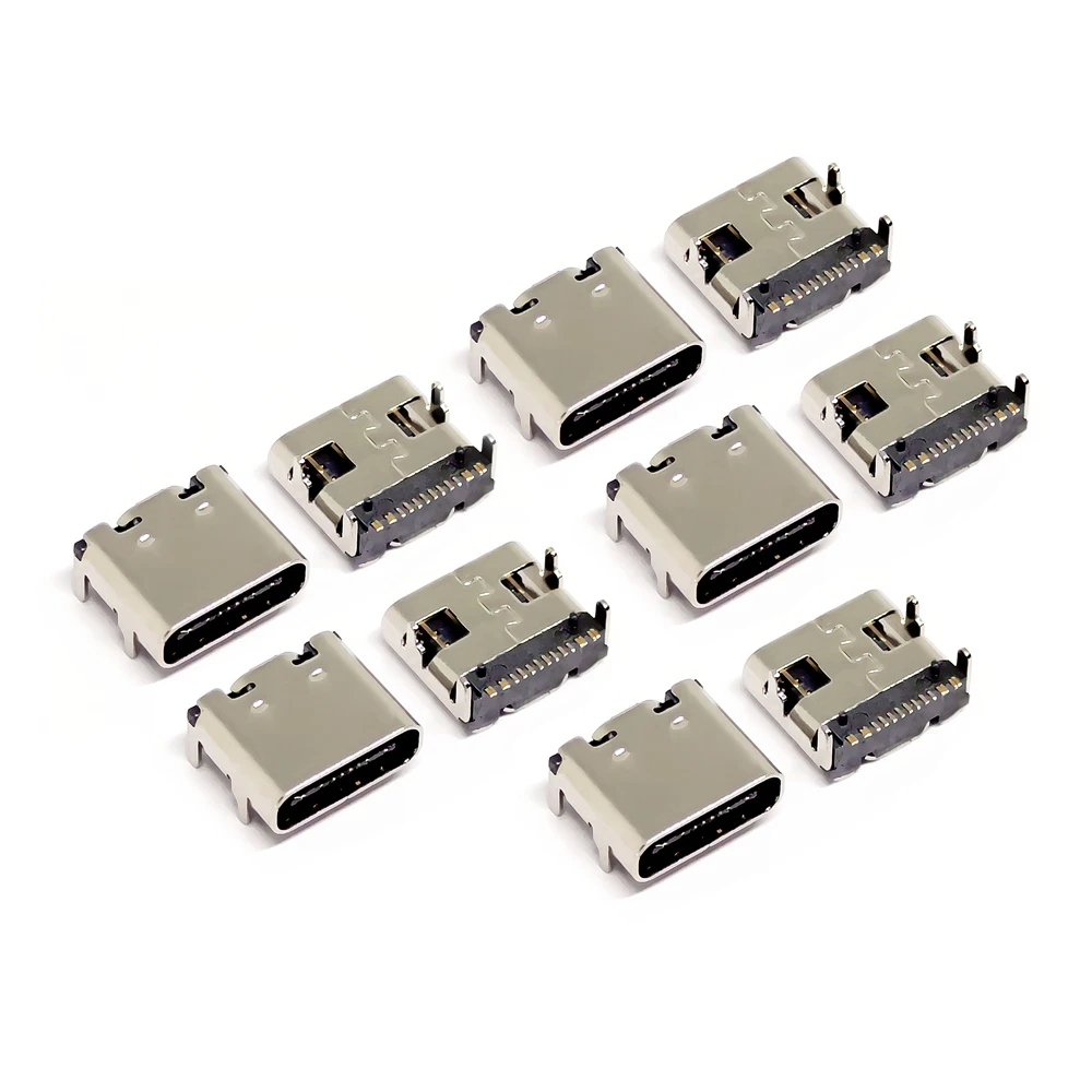 10PCS Type-C Connector Socket 16Pin USB 3.1 SMT 90 Pole Mount Four-pin Plug-in Board Type-C Female Seat