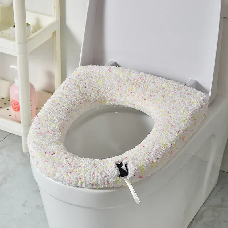 

Winter Warm Toilet Seat Cover Mat Bathroom Toilet Pad Cushion with Handle Thicker Soft Washable Closestool Warmer Accessories