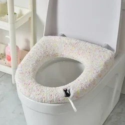 Winter Warm Toilet Seat Cover Mat Bathroom Toilet Pad Cushion with Handle Thicker Soft Washable Closestool Warmer Accessories