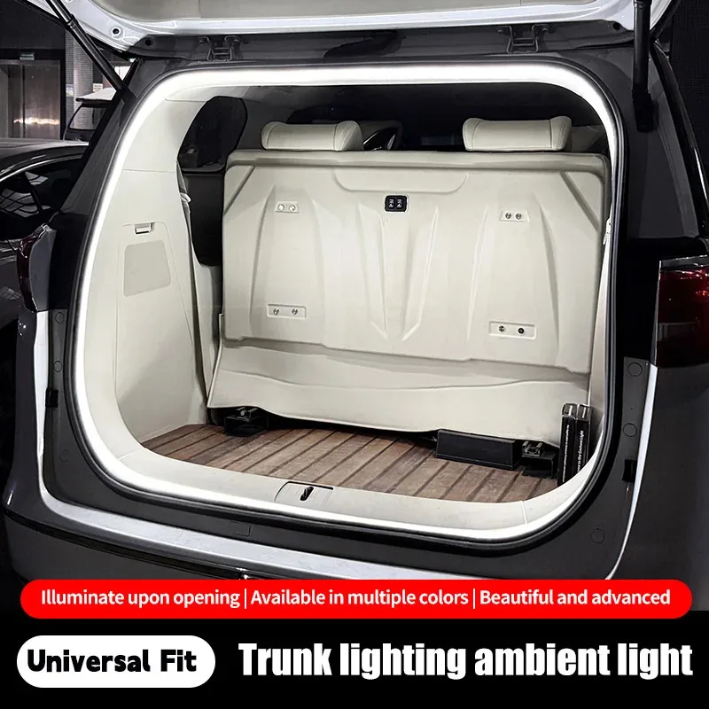4M 12V Car Trunk LED Strip Light Waterproof Flexible Ambient Lighting White/Red/Blue Hardwired Universal Accessory for SUV Sedan