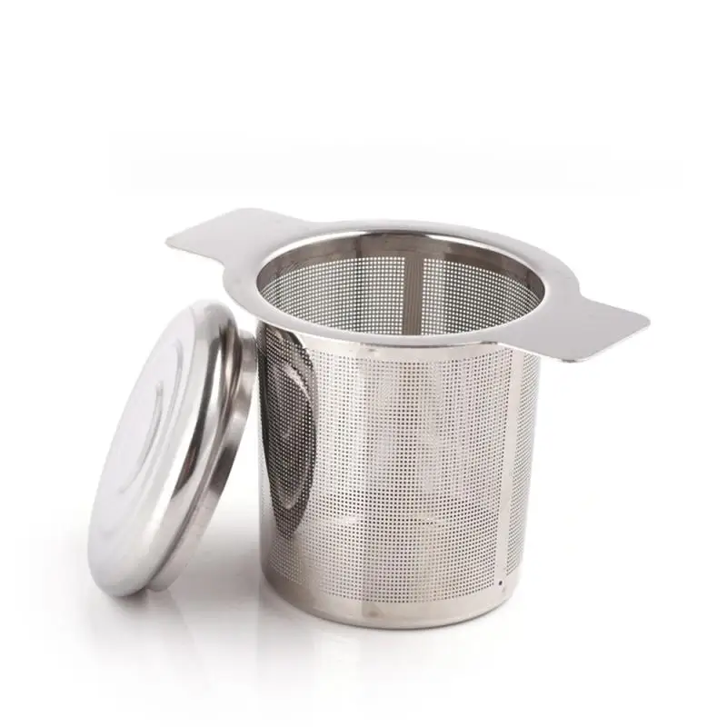 High Quality With Cover Tea Infuser Stainless Steel Coffee Tea Strainer Grid Binaural Net Leak Tea Mesh Tea Filter Tea Accessory