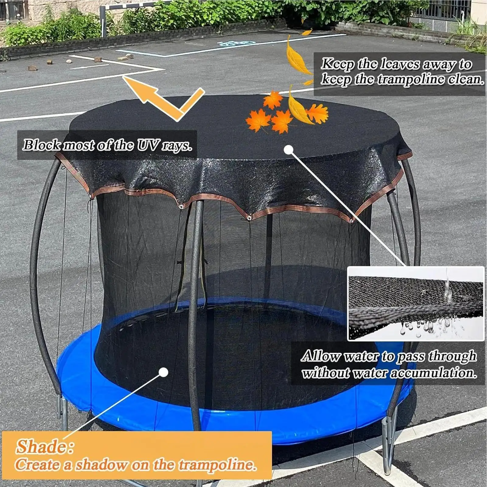Trampoline Top Cover Heavy Duty Waterproof Windproof Replacement Round Trampoline Rain Cover For Backyard Yard Garden Patio Park